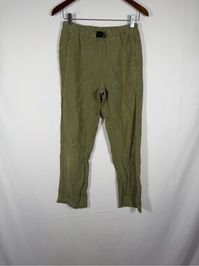 Of The Earth Hemp Olive Elastic-Waist Cropped Utility Pants - Granola, Gorpcore